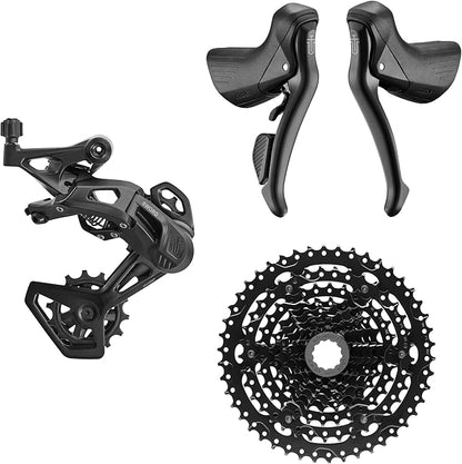 Sword Black 1×9 Groupset, Shifters, Caja Media 1x RD, Steel 46T Cassette, No Incluye Volante